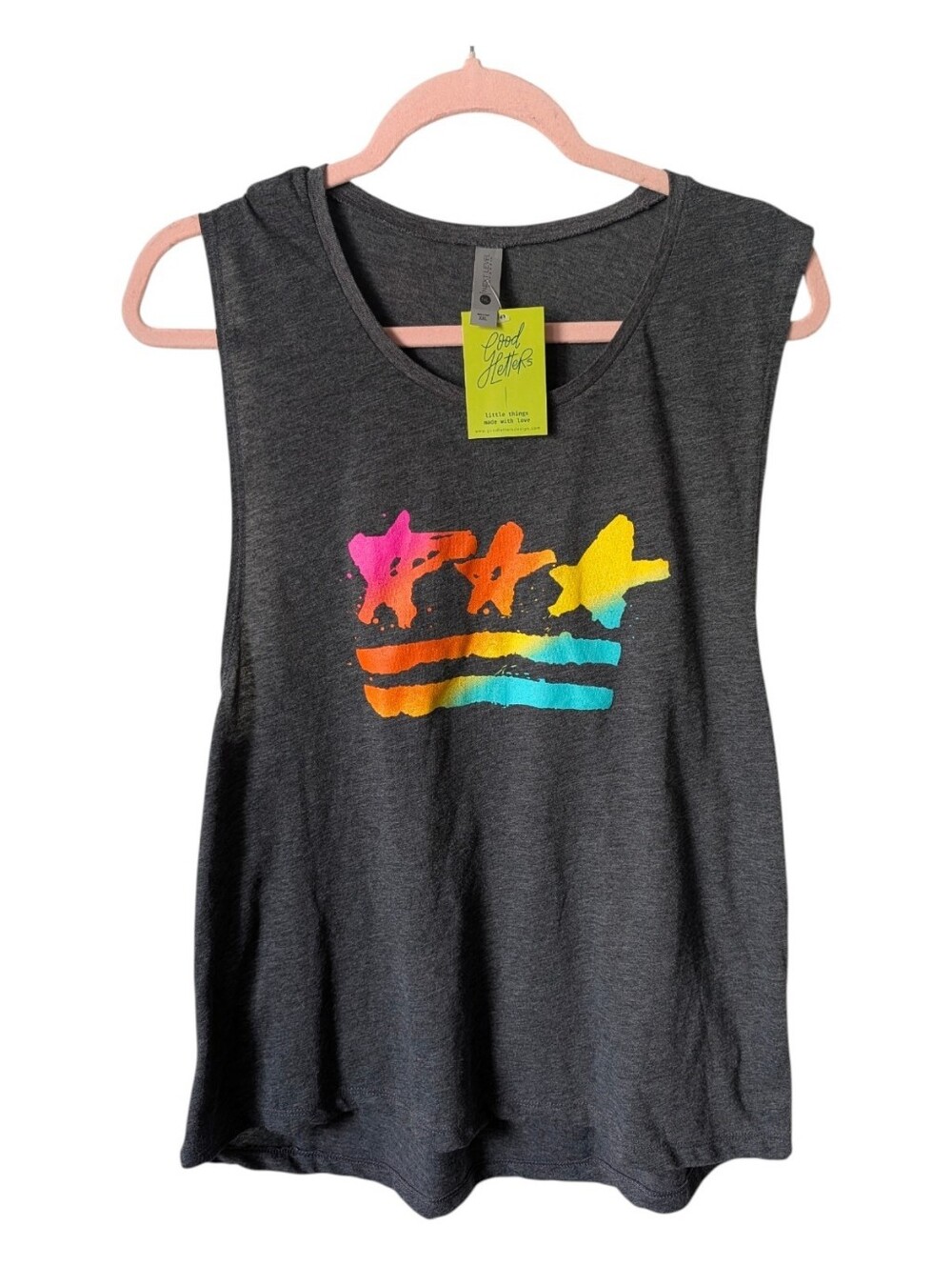 Good Letters Rainbow Stars And Stripes Tank Top Size XXL New